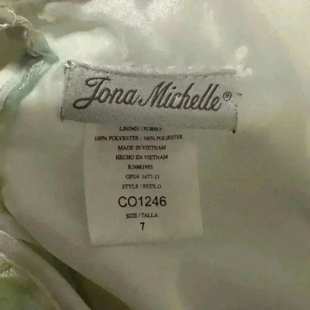 Jona Michelle Girls Green Ruffle Party Dress Size 7 Floral Rosette Tulle Easter